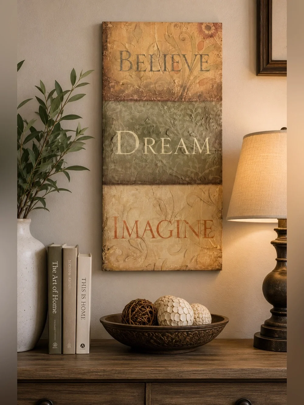 Believe Dream Imagine Inspirational Canvas Wall Art | Ready to Hang Decor